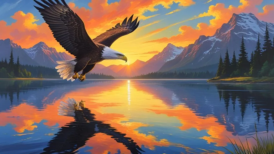 A sas repülése a naplementében, szimbolizálva a szabadságot és a magasra törést.