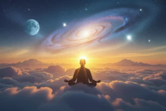 Az álmokban a meditáció és a galaxisok felfedezése a belső béke és a spirituális fejlődés szimbóluma.