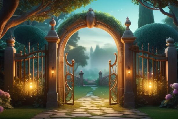 A nyitott kertkapu álomképe, amely új lehetőségeket és felfedezéseket ígér.