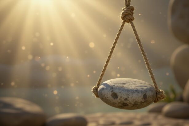 A parittyával álmodni a belső egyensúly keresését jelzi, a kő a stabilitás szimbóluma.