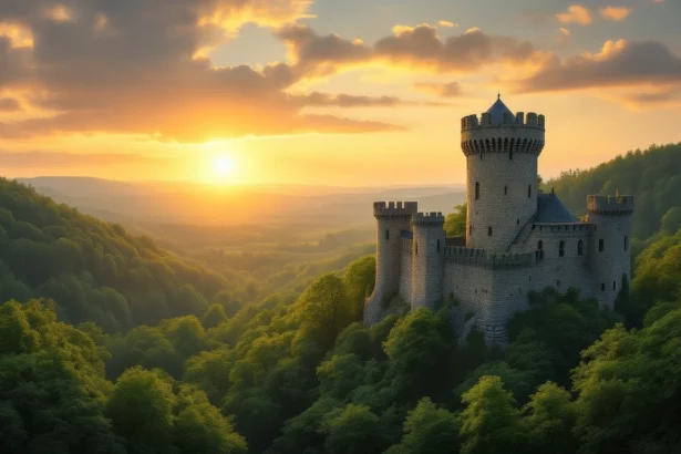 A vár a naplementében a biztonságot és a védelmet szimbolizálja, álmainkban a stabilitás és a vágyott célok elérését jelképezheti.