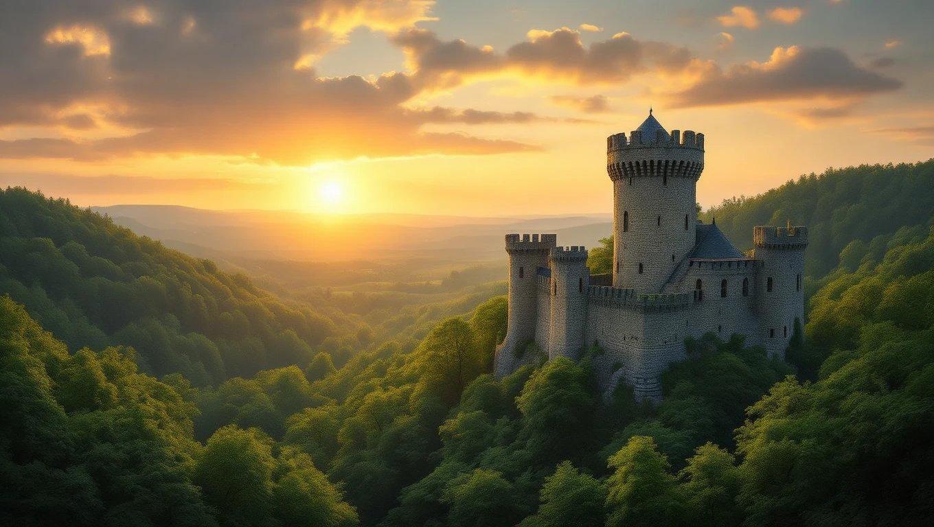 A vár a naplementében a biztonságot és a védelmet szimbolizálja, álmainkban a stabilitás és a vágyott célok elérését jelképezheti.