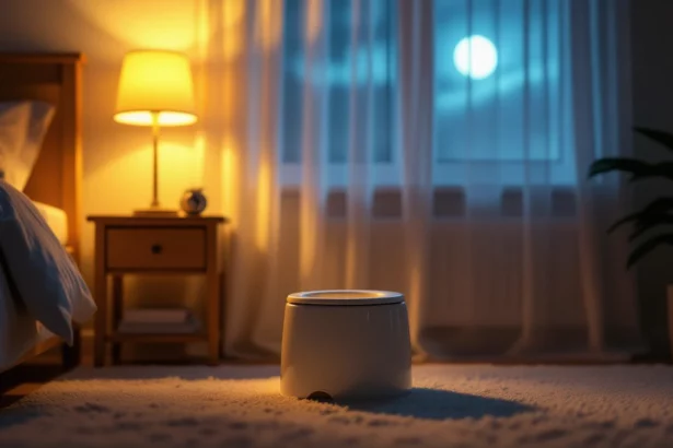 Egy bili látható egy szobában, lágy világítás mellett, éjszakai hangulatban.