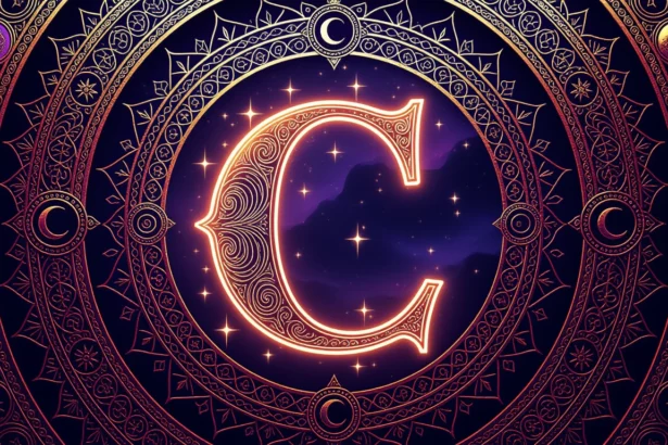 Egy díszes, csillagokkal teli háttér előtt álló, stilizált 'C' betű.