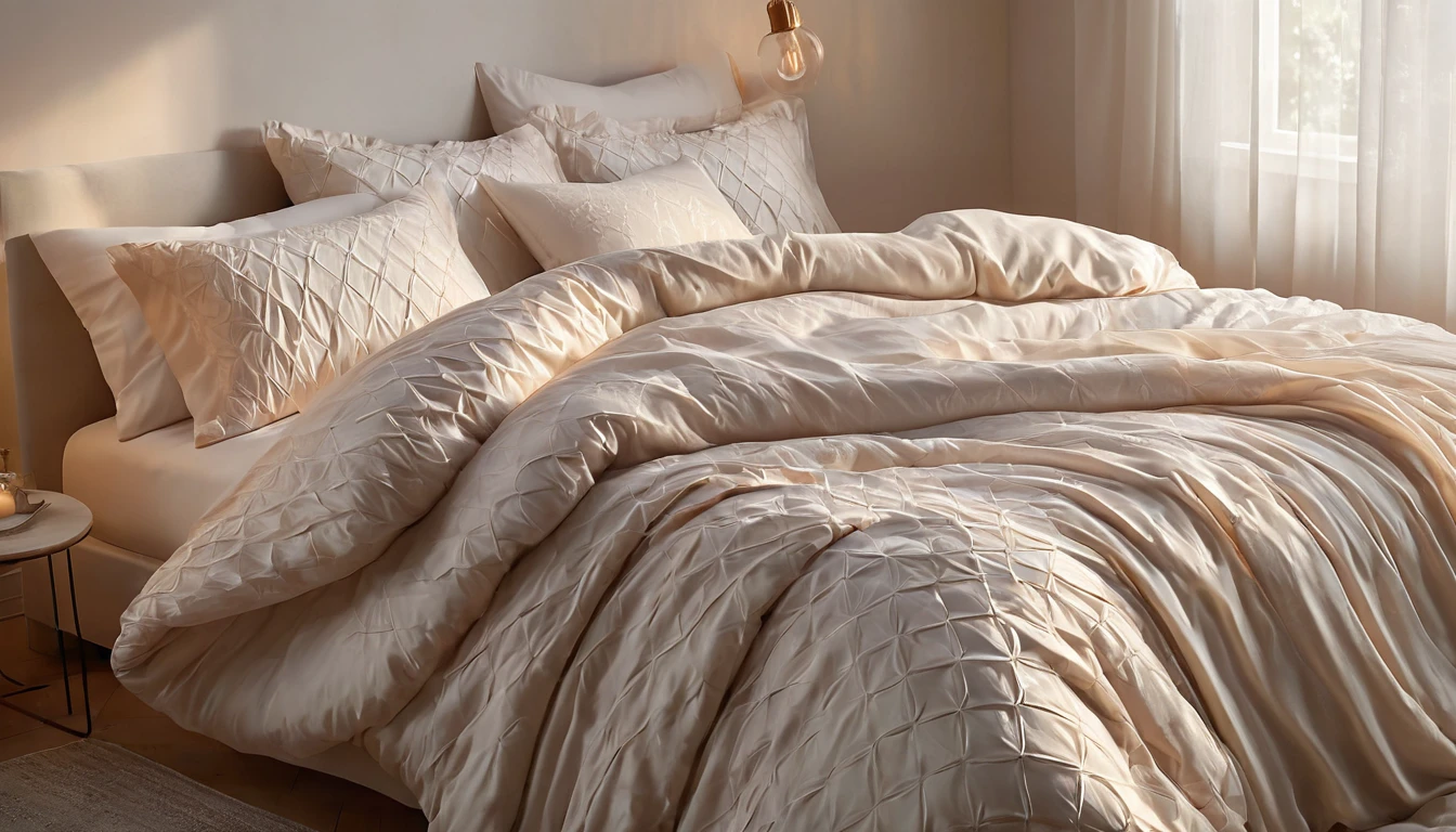 Mit jelent ágynemű huzatról álmodni? - Álomfejtés és értelmezés Egy elegáns, világos ágynemű huzat és párnák egy kényelmes ágyon.