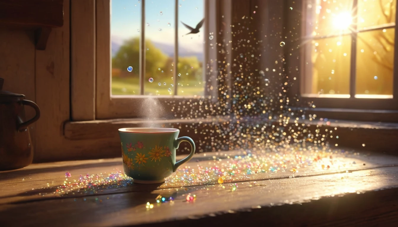 Mit jelent a mindennapi élet csodáiról álmodni? - Álomfejtés és értelmezés Egy színes bögre gőzölög a fénnyel átsütött ablak mellett, csillogó vízcseppekkel.