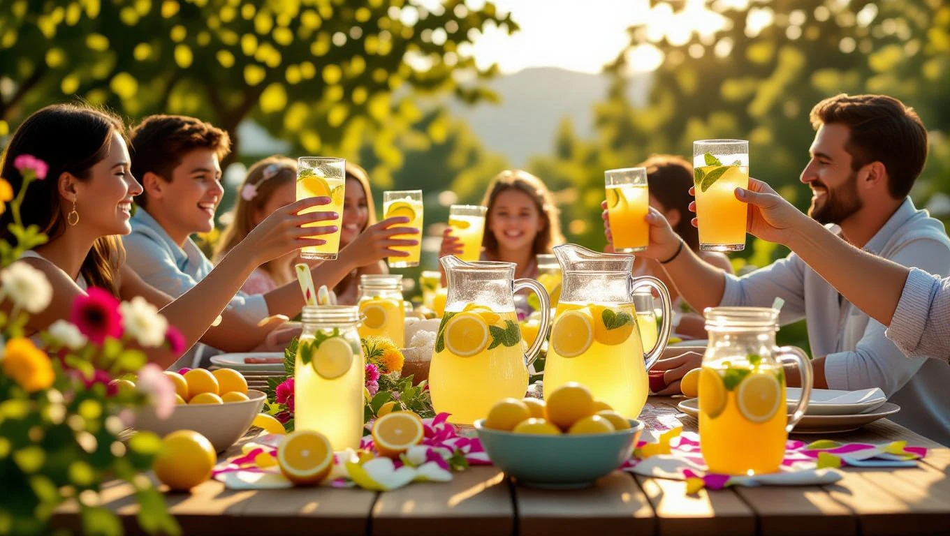 Mit jelent limonádéról álmodni? – Részletes álomfejtés és értelmezés Vidám baráti összejövetel, limonádéval teli poharak emelgetése.