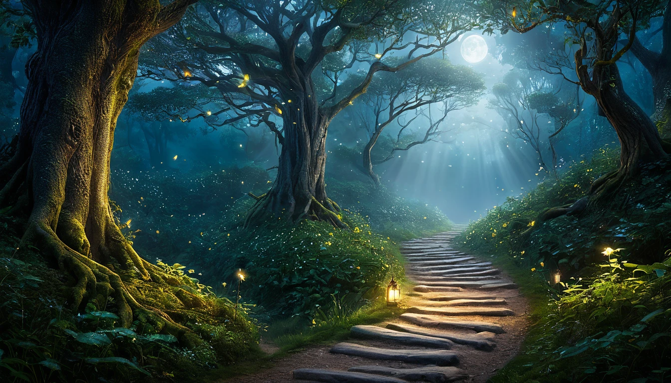 Mit jelent ösvényről álmodni? - Álomfejtés és értelmezés Egy kanyargós ösvény vezet át sűrű erdőn, holdfény világítja meg.