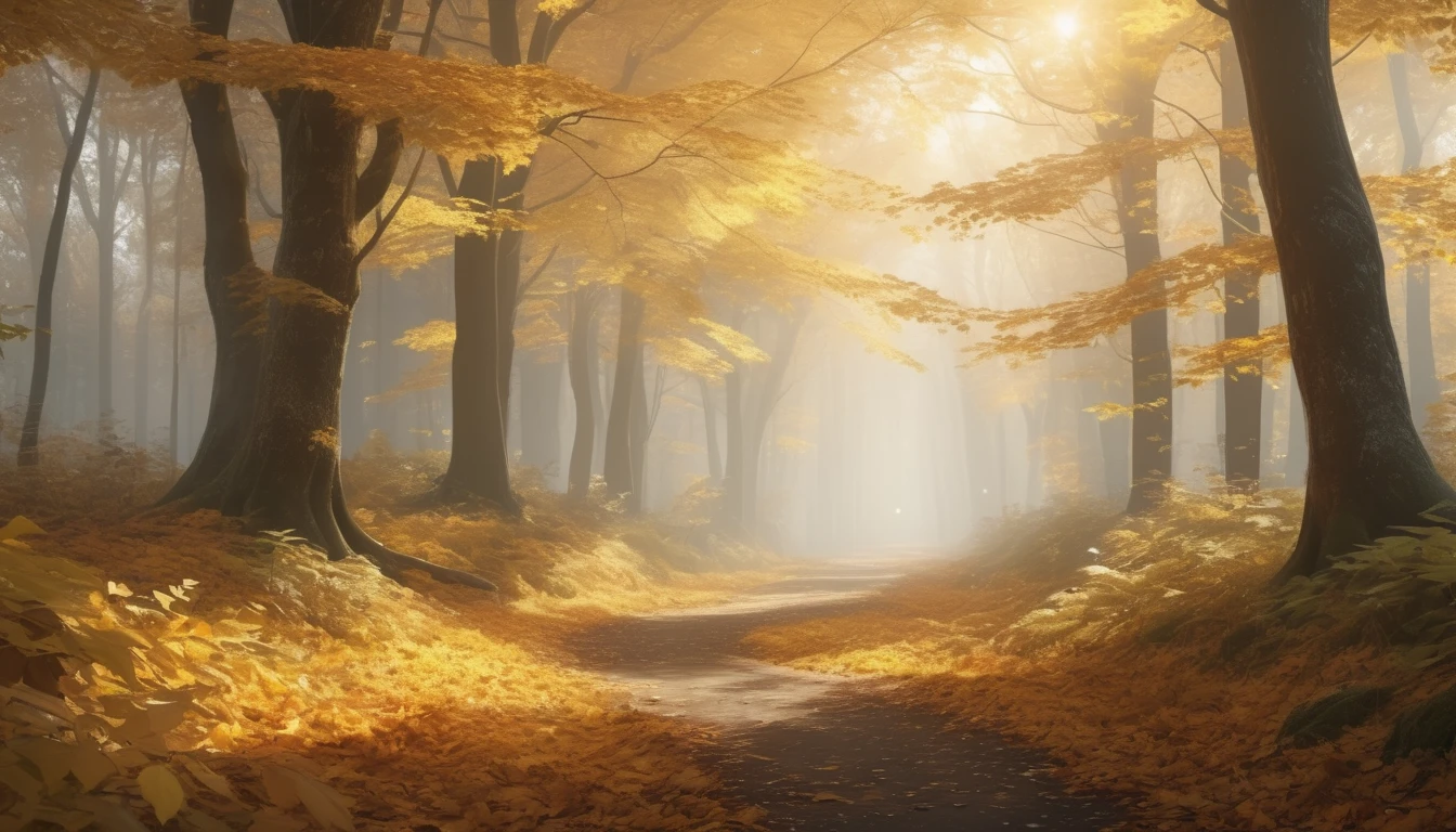 Mit jelent szeptemberrel álmodni? – Személyes álomfejtés és értelmezés Egy őszi erdő, aranysárga levelekkel és ködös fényben, amely az újrakezdést szimbolizálja.