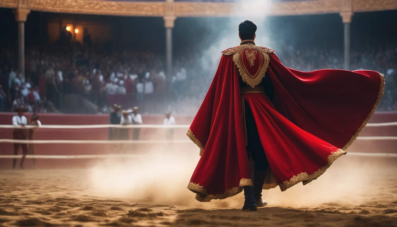 Mit jelent torreádorról álmodni? - Álomfejtés és értelmezés Egy torreádor vörös köpenyben, háttal a nézőknek, poros arénában.