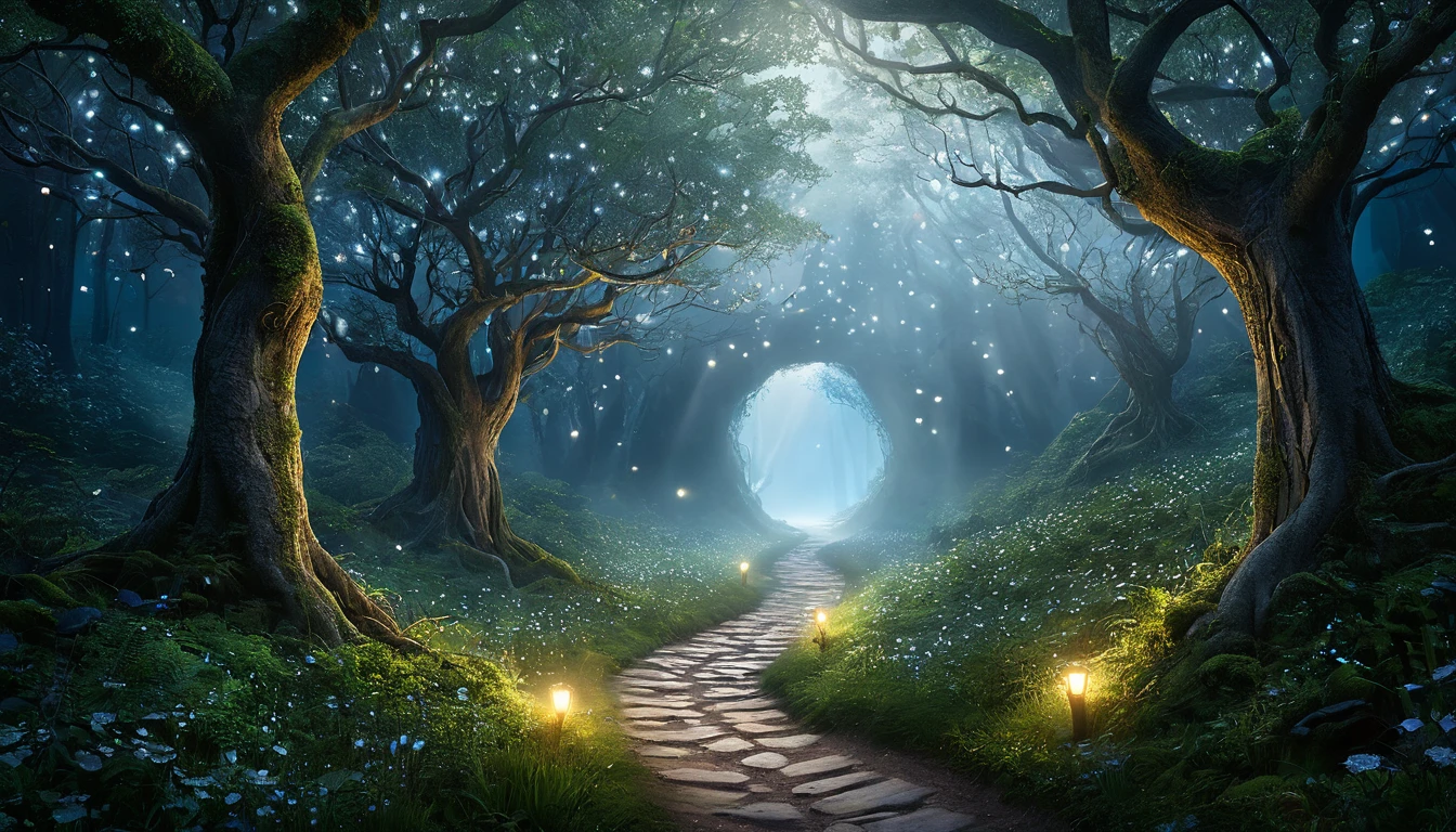 Mit jelent ösvényről álmodni? - Álomfejtés és értelmezés Egy kanyargós ösvény vezet egy varázslatos erdőn keresztül, fényekkel és virágokkal.