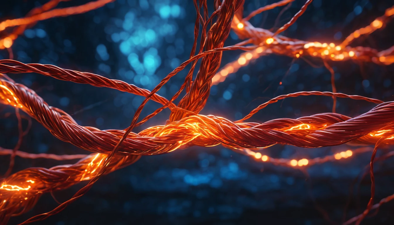 Mit jelent villanyvezetékről álmodni? - Személyes álomfejtés és értelmezés Fénylő villanyvezetékek összegabalyodva, sötét háttér előtt.