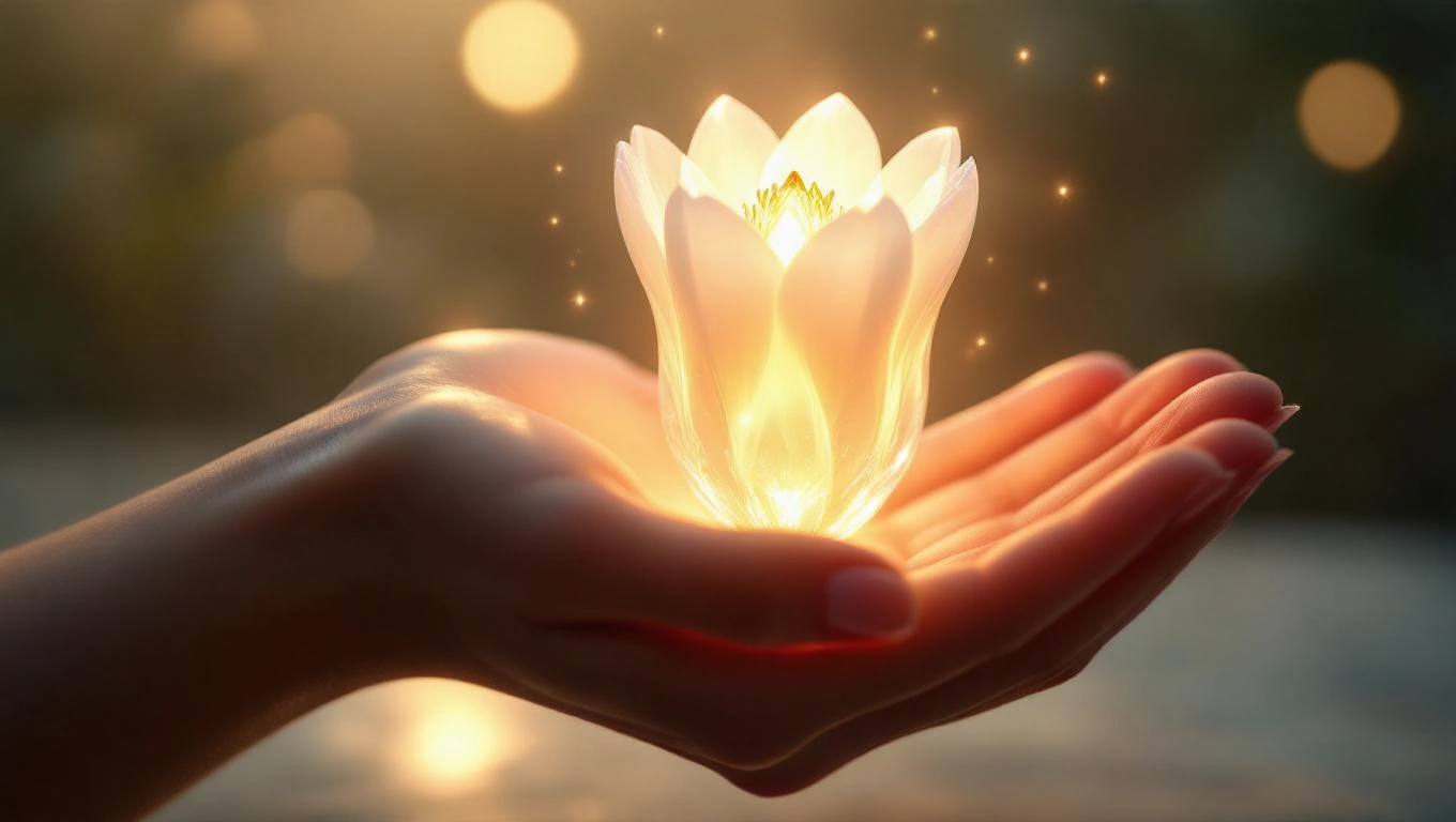 Mit jelent fogászattal álmodni? – Részletes álomfejtés és értelmezés Egy kézben tartott világító liliom, amely a belső erőt és a változást szimbolizálja.