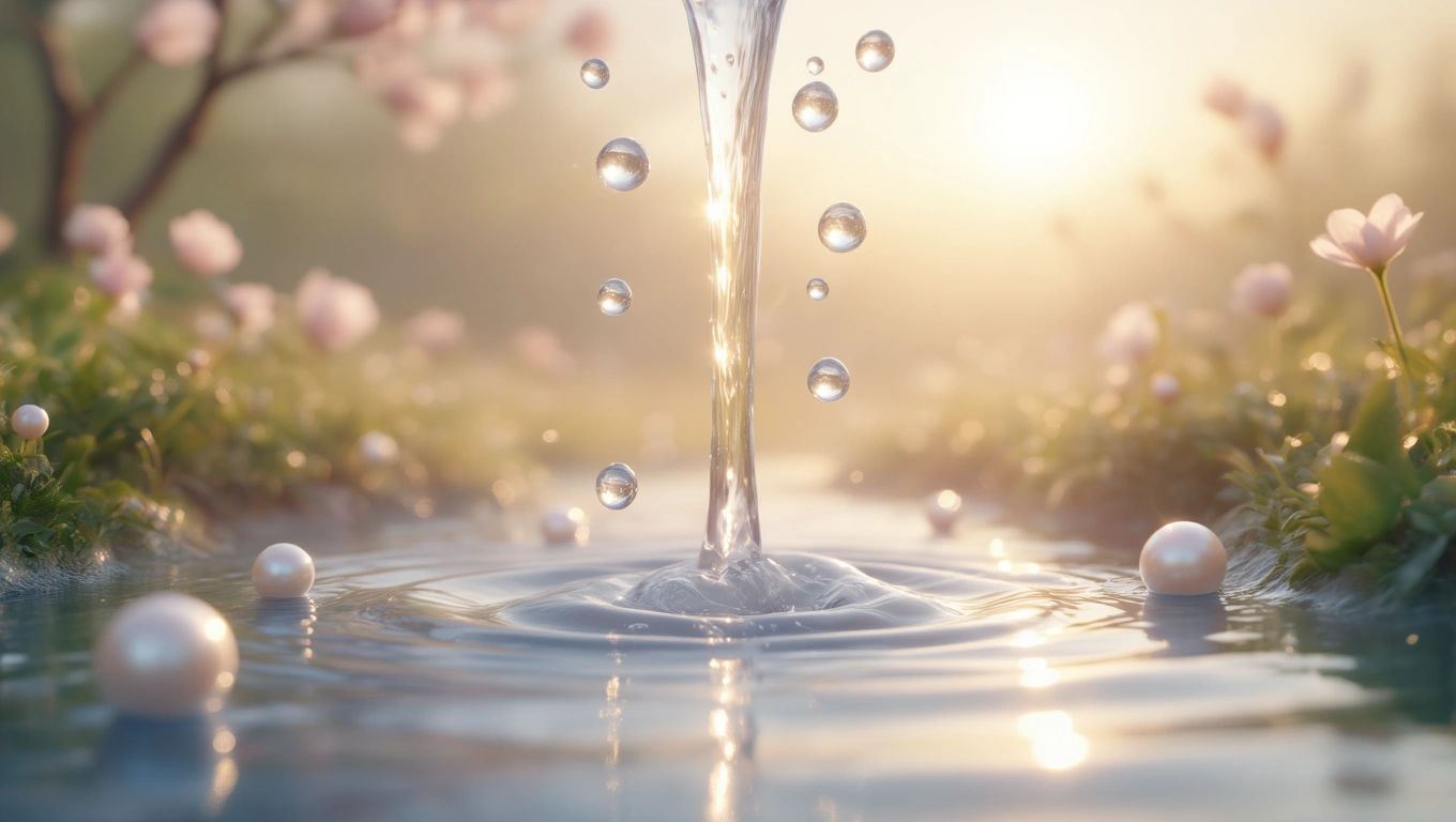 Mit jelent forrásról álmodni? – Részletes álomfejtés és értelmezés Egy forrásból csepegő víz, gyönyörű virágok és gyöngyök környezetében.