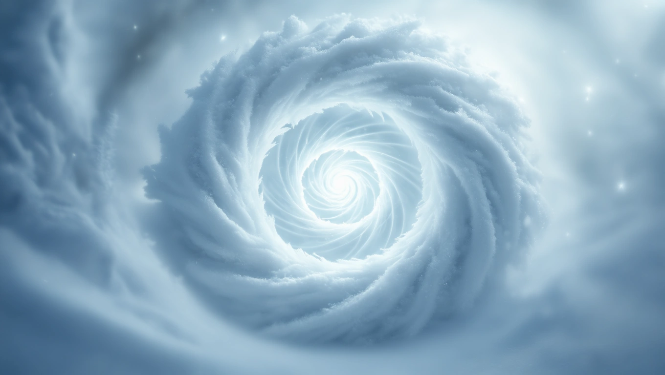 Egy spirális hófúvás, amely a tisztaság és a vihar erejét szimbolizálja.