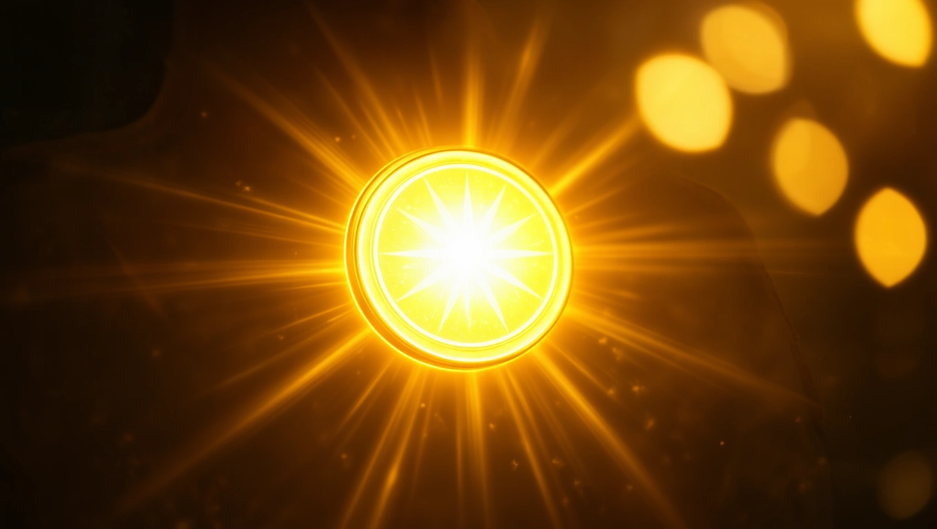 Egy fénylő, arany színű jelvény, amely státuszt és elismerést szimbolizál.