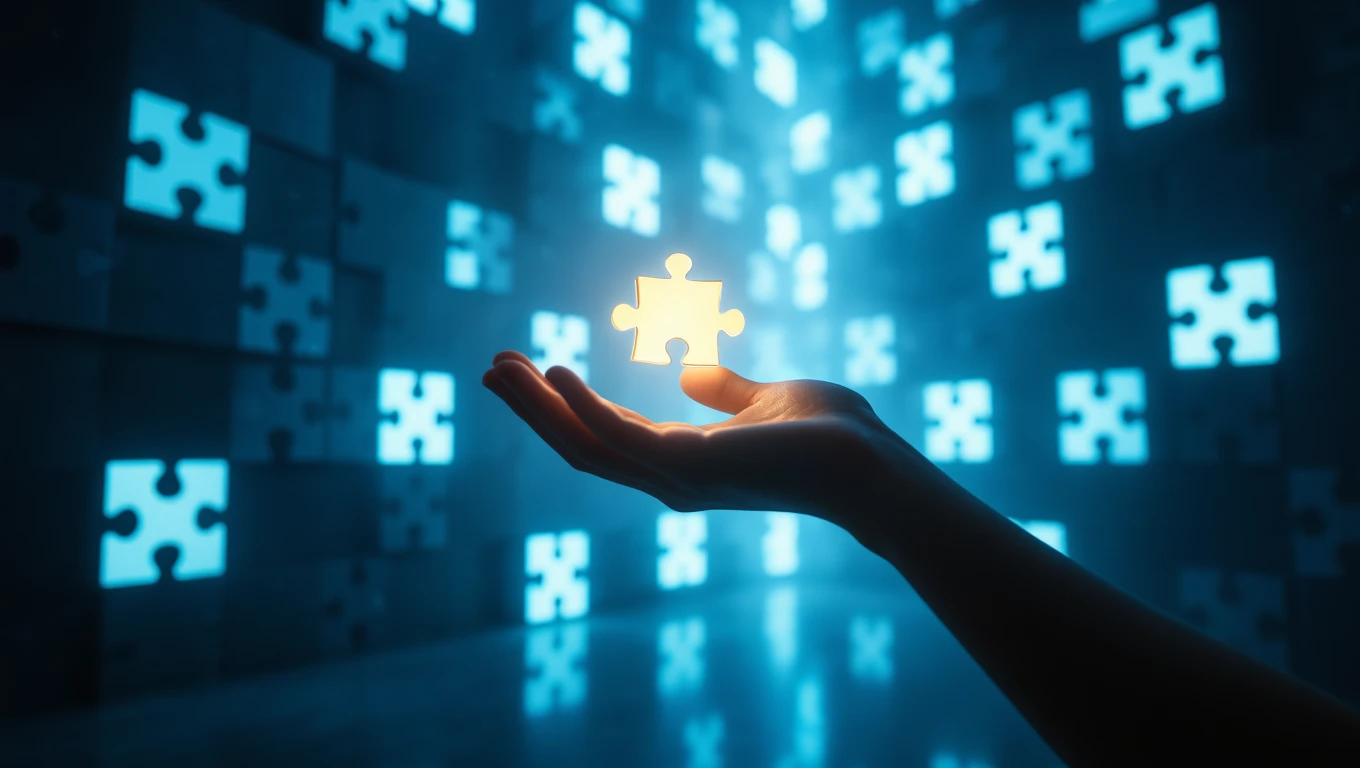 Mit jelent puzzlevel álmodni? – Részletes álomfejtés és értelmezés Egy kézben tartott világító puzzle darab, háttérben kirakós mintákkal.