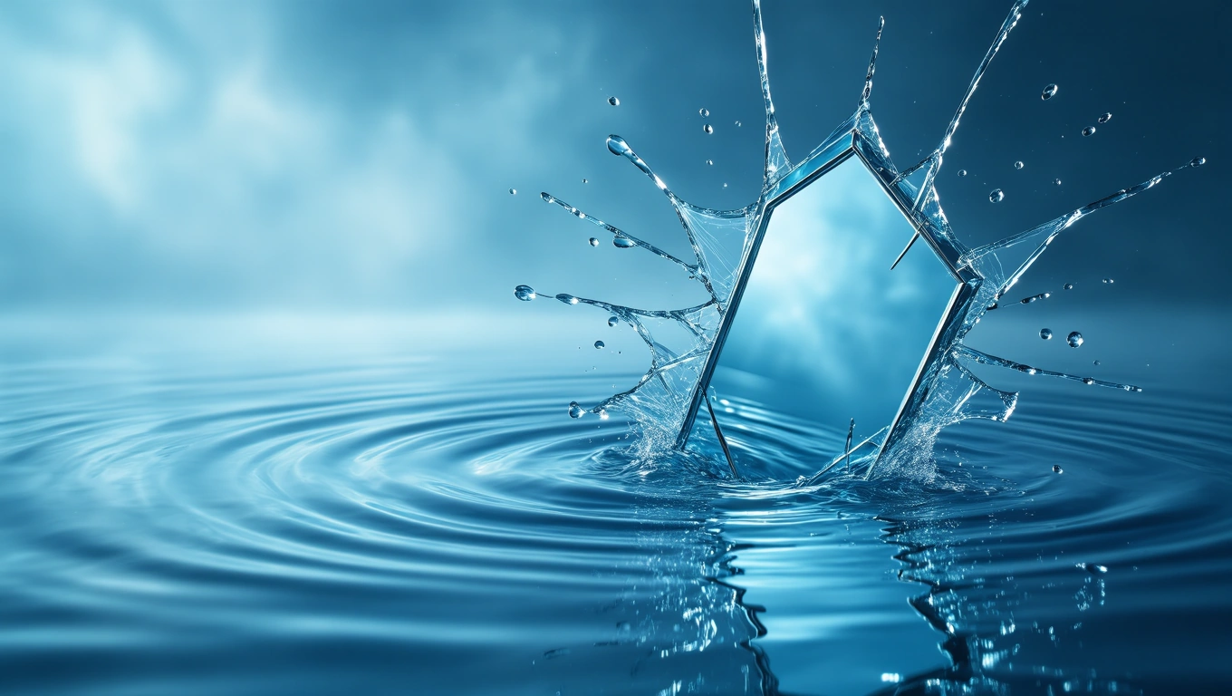 Mit jelent ha azt álmodom hogy a párom meghal? – Részletes álomfejtés és értelmezés Egy vízbe hulló tükör, amely szétfröccsen, szimbolizálva a változást.