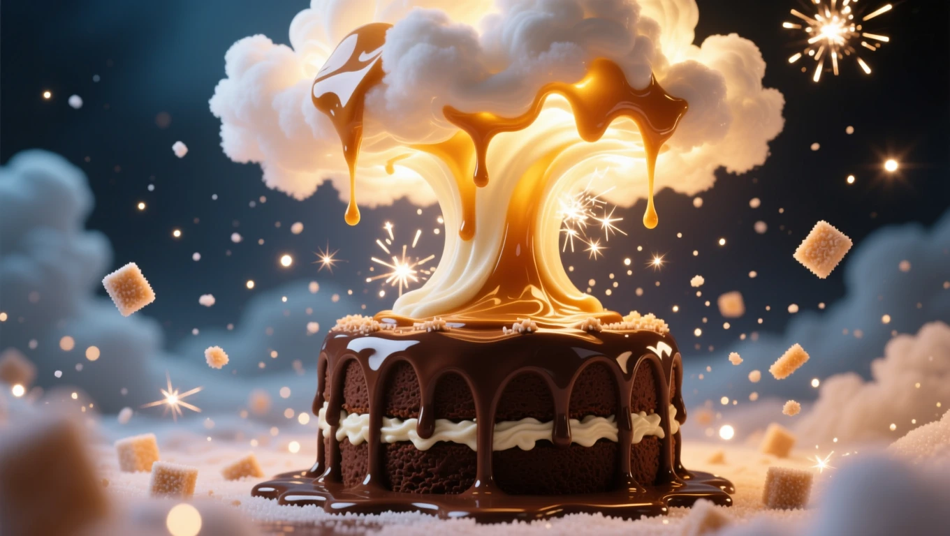 Mit jelent tortáról álmodni? – Részletes álomfejtés és értelmezés Egy csokoládétorta, amelyből édes, krémes felhők és tűzijátékok emelkednek ki.