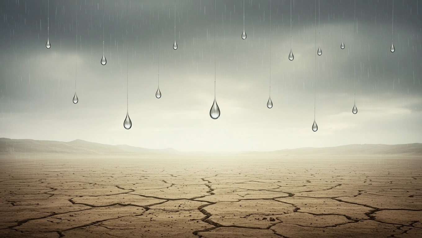 Mit jelent aszállyal álmodni? – Részletes álomfejtés és értelmezés Száraz, repedezett föld, esőcseppek hullanak a sötét felhőkből.