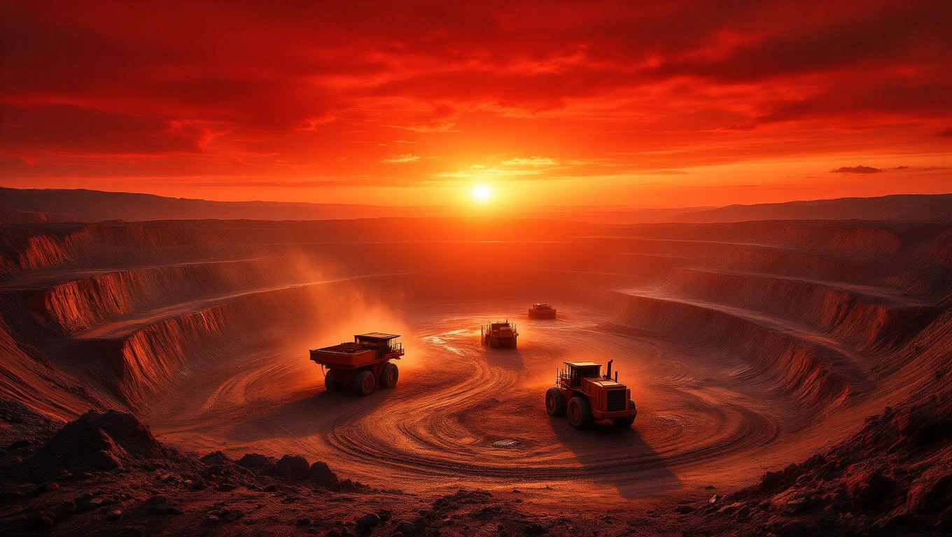 Mit jelent bányával álmodni? – Részletes álomfejtés és értelmezés Napsütésben bányagépek dolgoznak egy hatalmas bánya mélyén.