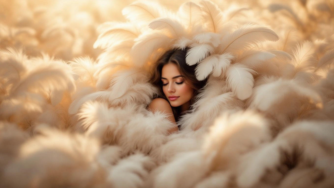 Mit jelent bokorral álmodni? – Részletes álomfejtés és értelmezés Egy nő pihen egy bokros, puha növényekkel teli környezetben, álmodozó arckifejezéssel.