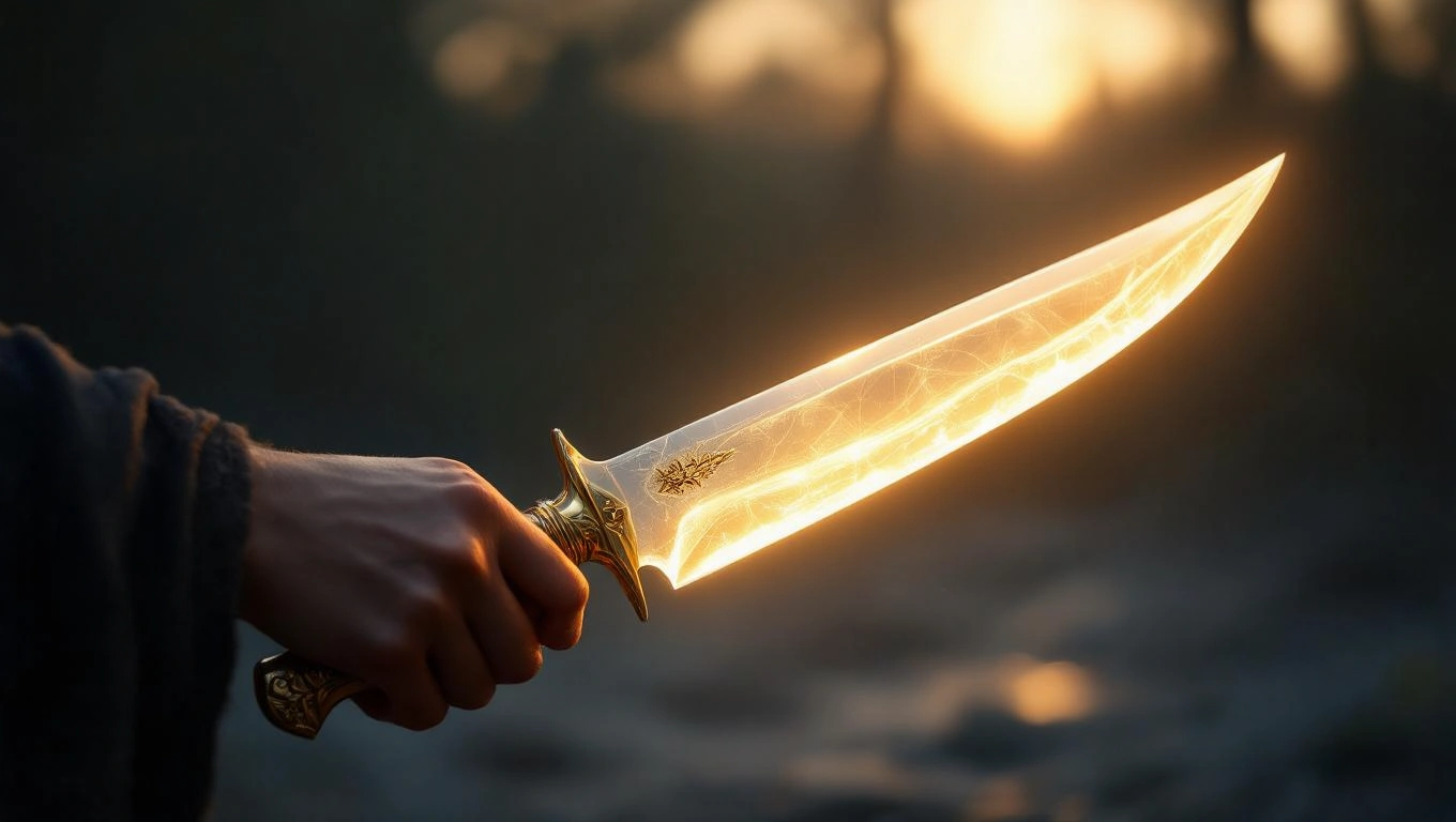 Mit jelent borotvával álmodni? – Részletes álomfejtés és értelmezés Egy kéz egy fénylő borotvát tart, amely a változás szimbóluma lehet.