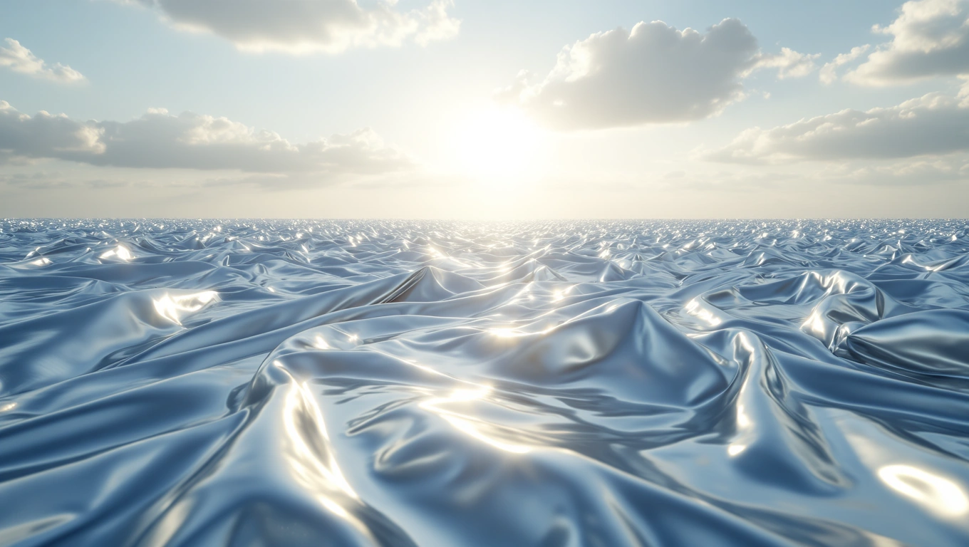 Mit jelent fóliával álmodni? – Részletes álomfejtés és értelmezés Egy sima, fényes fóliával borított vízfelszín, napfényben csillogva.