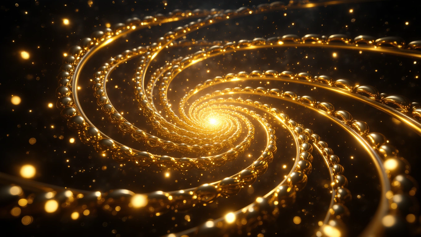 Mit jelent gyűrűvel álmodni? – Részletes álomfejtés és értelmezés Arany gyűrűk spirálisan elrendezve, csillogó fényekkel és varázslatos háttérrel.