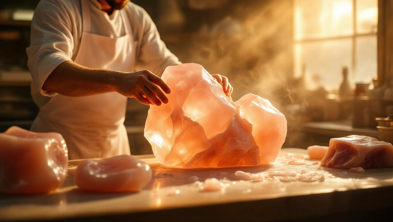 Mit jelent hentessel álmodni? – Részletes álomfejtés és értelmezés Egy hentes, aki nagy darab húsokat készít elő egy világos konyhában.