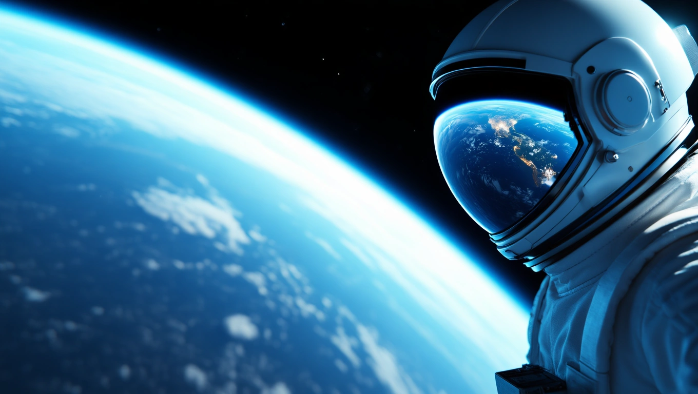 Mit jelent műholdról álmodni? – Részletes álomfejtés és értelmezés Űrhajós néz a Földre, a műholdak és a technológia szimbóluma.