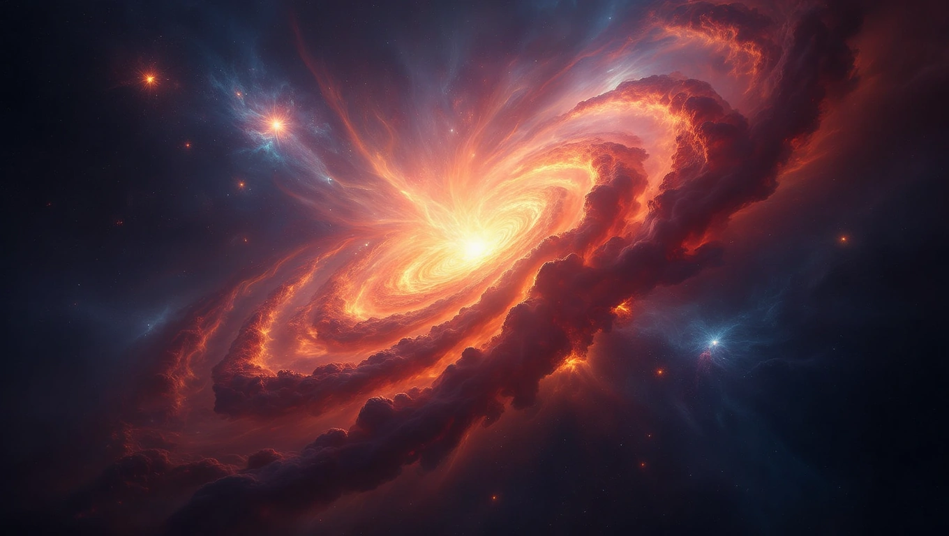 Mit jelent robbanással álmodni? – Részletes álomfejtés és értelmezés Egy robbanásszerű galaxis, élénk színekkel és fénnyel, az univerzumban.