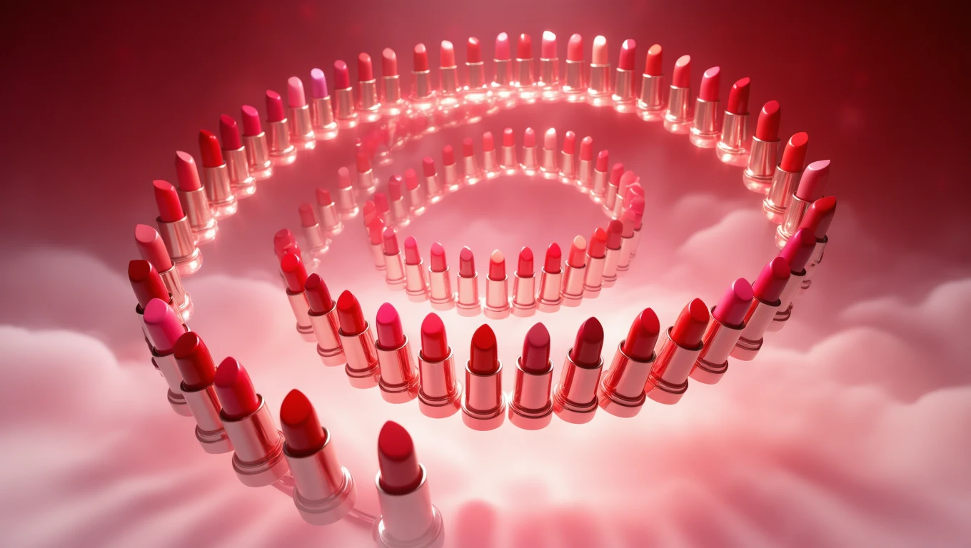 Mit jelent rúzzsal álmodni? – Részletes álomfejtés és értelmezés Színes rúzsok spirálisan elhelyezve, nőiesség és önkifejezés szimbólumai.