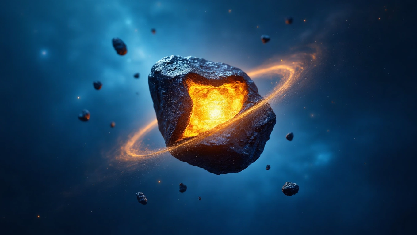 Mit jelent szénnel álmodni? – Részletes álomfejtés és értelmezés Egy szén darab, amely belülről izzik, körülötte aszteroidák lebegnek.