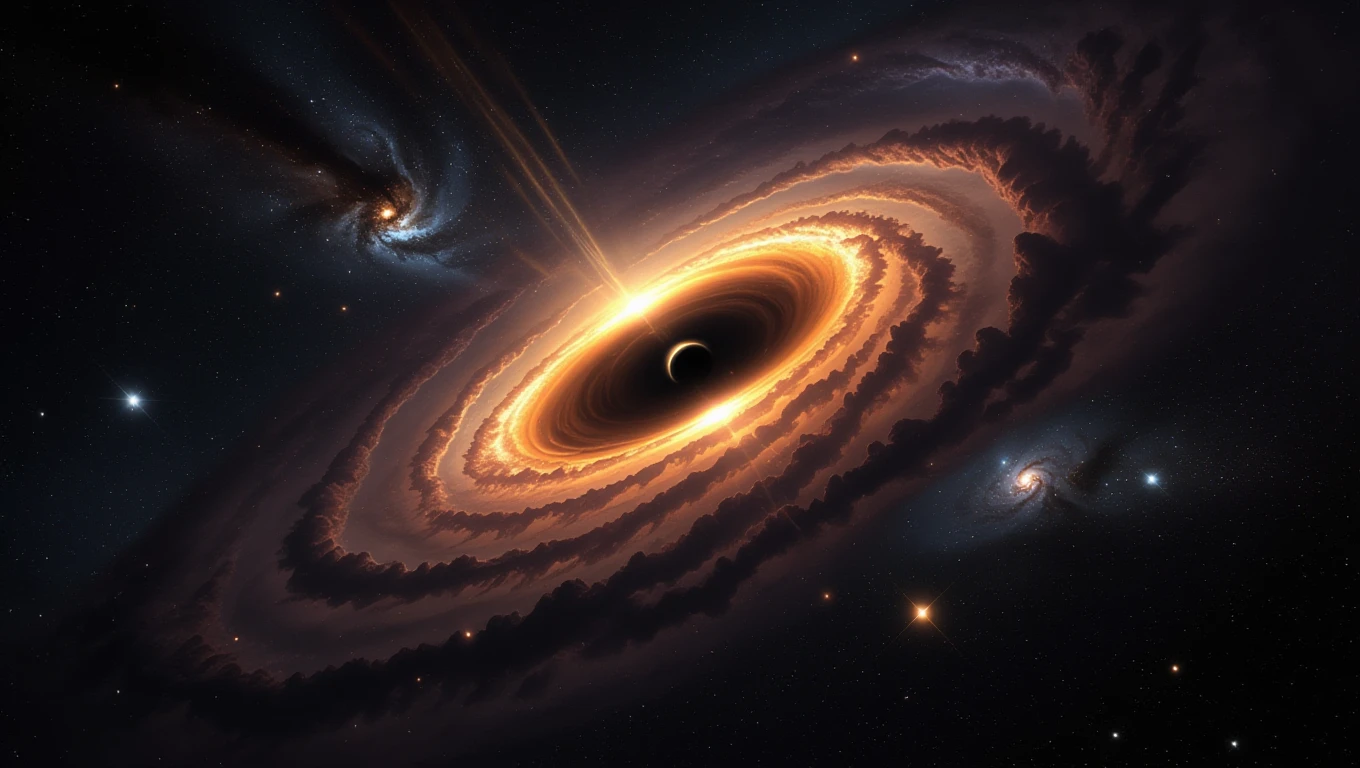 Mit jelent fekete lyukkal álmodni? – Részletes álomfejtések és értelmezések Egy fekete lyuk körüli spirális galaxisok és csillagok látványa az űrben.