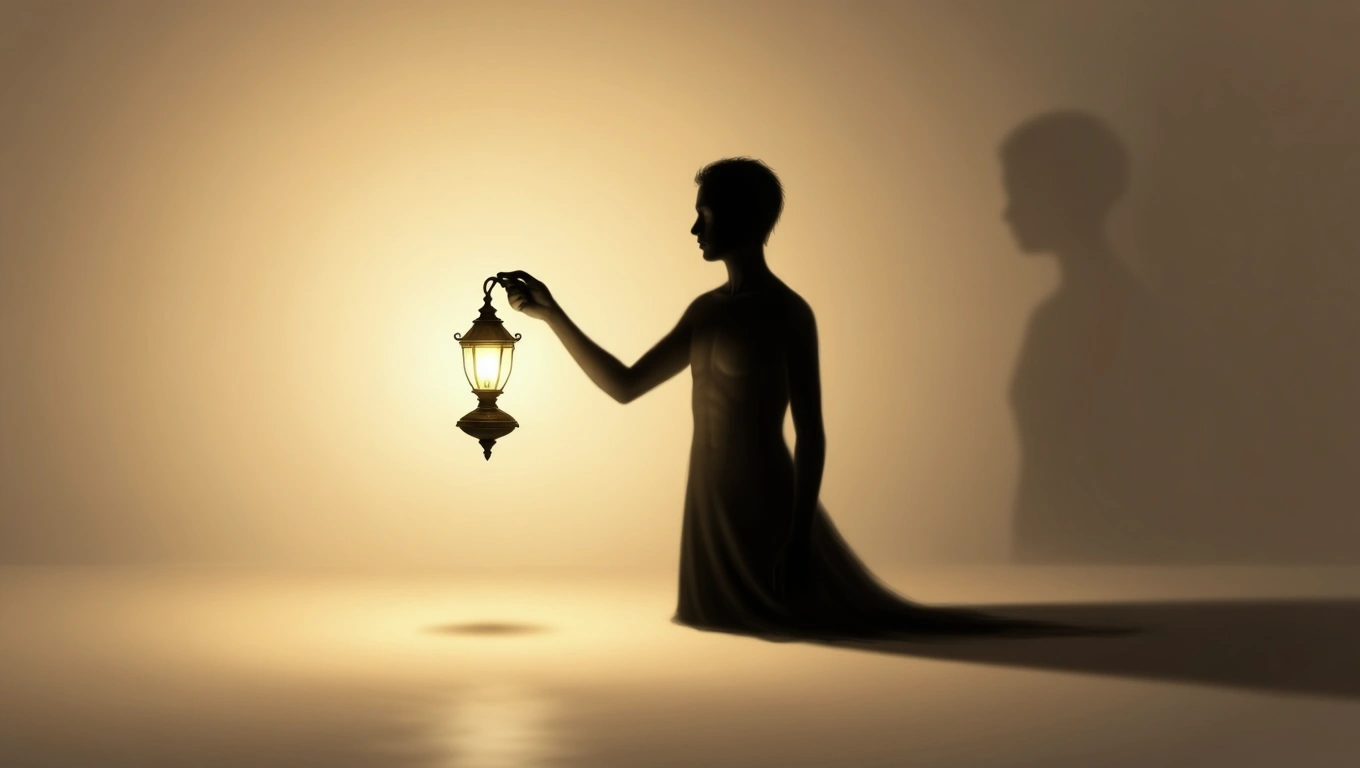Mit jelent lámpával álmodni? – Részletes álomfejtés és értelmezés Egy emberi alak lámpát tart a kezében, háttérben lágy fényekkel.