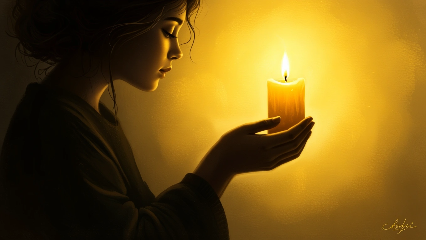 Mit jelent magányról álmodni? – Részletes álomfejtés és értelmezés Egy női alak gyertyát tart a kezében, melankolikus fényben.