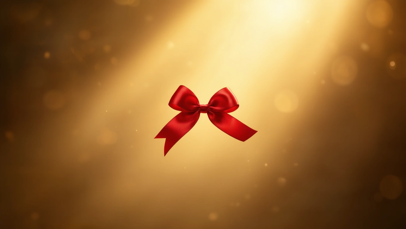 Mit jelent masnival álmodni? – Részletes álomfejtés és értelmezés Egy piros masni lebeg egy arany háttér előtt, szimbolizálva az érzelmi kötődéseket.