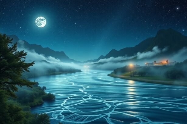 A Duna folyam csillagos éjszakai tájban, álomfejtés szimbólumaként.