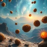 Diók lebegnek egy csillaggal megvilágított tájban, álomfejtés szimbóluma.