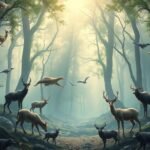 Emlősök és madarak egy misztikus erdőben álomfejtéshez