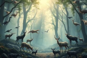 Emlősök és madarak egy misztikus erdőben álomfejtéshez