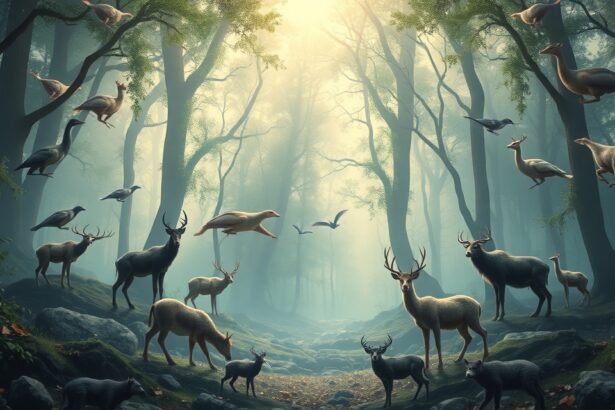 Emlősök és madarak egy misztikus erdőben álomfejtéshez