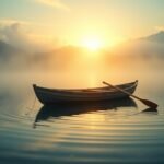 Békés csónak a vízen evezőlapáttal álomfejtéshez