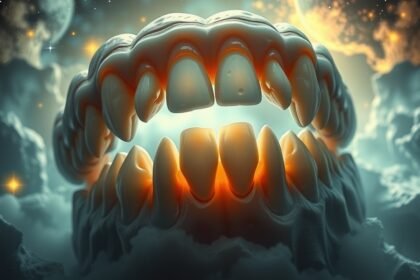 Álomszerű fogsor a galaxis háttér előtt