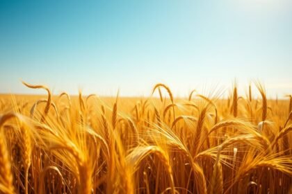 Aranyló gabonaföld látványa napos időben