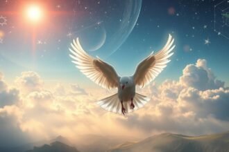 Galamb repül az égen, béke és szimbólumok álmokban.