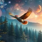 Harkály repülése varázslatos tájban, álomfejtés szimbolikájával.