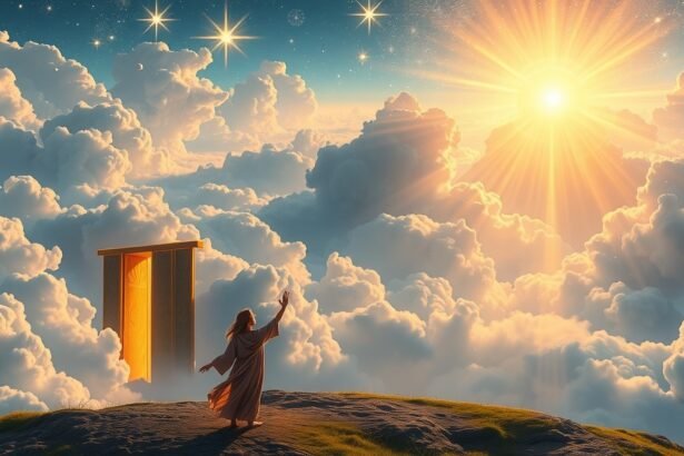 Álom a mennyországról, békés táj és spirituális szimbólumok.