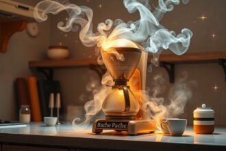 Kávégép gőzölő kávéval, álomfejtés témához kapcsolódóan.